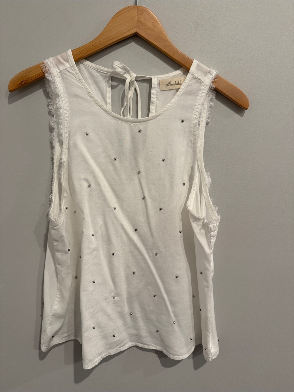 Bella Dahl White Beaded Tie-Back Sleeveless Top